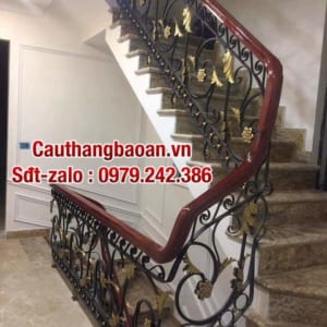 Báo giá cầu thang sắt tay vịn gỗ, Cầu thang sắt nghệ thuật