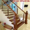 Lan can cầu thang kính tay vịn gỗ, Cầu thang kính cường lực tại Hà Nội, Đơn vị thi công uy tín, chuyên nghiệp