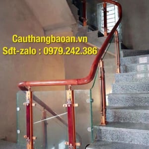 Cầu thang lan can kính cường lực, Cầu thang kính gỗ, Cầu thang kính đẹp