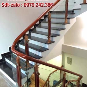 Cầu thang kính gỗ đẹp, Cầu thang lan can kính tại Hà Nội, Mẫu cầu thang kính hiện đại