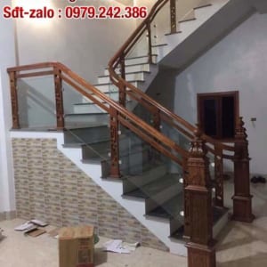 Cầu thang kính gỗ đẹp Hà Nội, Lan can cầu thang Hà Nội