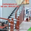 Cầu thang kính lan can kính đẹp tại Hà Nội, Cầu thang kính gỗ