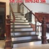 Báo giá cầu thang kính gỗ đẹp, Cầu thang kính inox tay vịn gỗ
