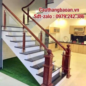 Cầu thang gỗ kính tại Hà Nội, Mẫu lan can cầu thang gỗ kính đẹp