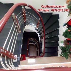 Cầu thang inox tay vịn nhựa đẹp nhất Hà Nội