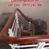 Cầu thang sắt tay vịn gỗ đẹp nhất Hà Nội