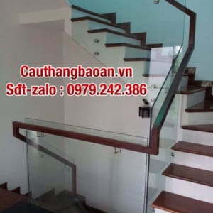 Cầu thang kính hiện đại, Cầu thang gỗ kính đẹp tại Hà Nội