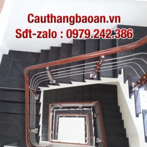 Cầu thang lan can inox gỗ đẹp, Cầu thang inox tại Hà Nội