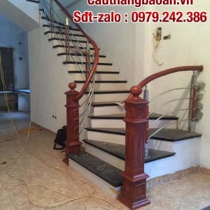 Cầu thang inox gỗ đẹp, Lan can inox gỗ đẹp