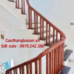 Cầu thang lan can gỗ, Cầu thang con tiện gỗ đẹp