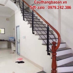 Cầu thang sắt lan can sắt gỗ đẹp