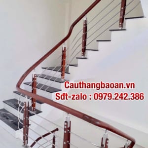 Cầu thang inox đẹp, Cầu thang inox gỗ