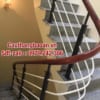 Cầu thang sắt tay vịn gỗ tại Hà Nội, lan can cầu thang sắt tay vịn gỗ