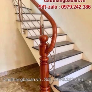 Cầu thang inox gỗ đẹp tại Hà Nội , Cầu thang lan can inox tay vịn gỗ, tay vịn nhựa
