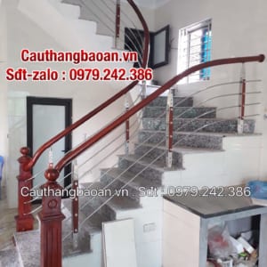 Cầu thang inox gỗ đẹp tại Hà Nội, Mẫu cầu thang lan can inox đẹp nhất năm 2020