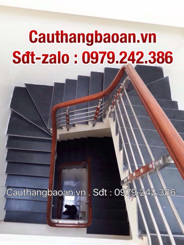 103 mẫu cầu thang inox tay vịn gỗ đẹp tại Hà Nội, Cầu thang lan can inox gỗ đẹp nhất năm 2020