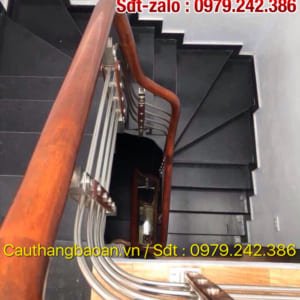 Các mẫu cầu thang inox tay vịn gỗ, Cầu thang inox tay vịn nhựa đẹp nhất