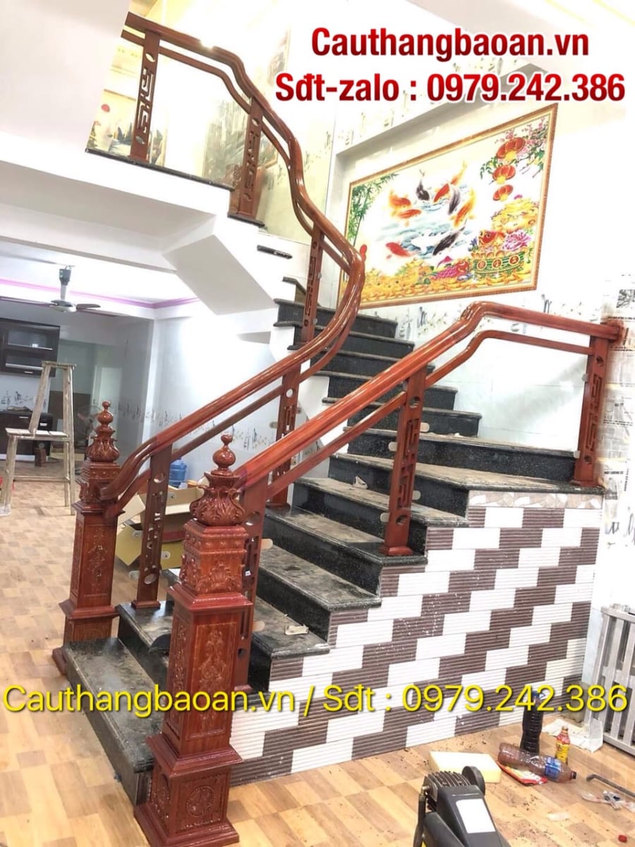 Mẫu cầu thang cho nhà ống đẹp hiện đại giá rẻ tại Hà Nội