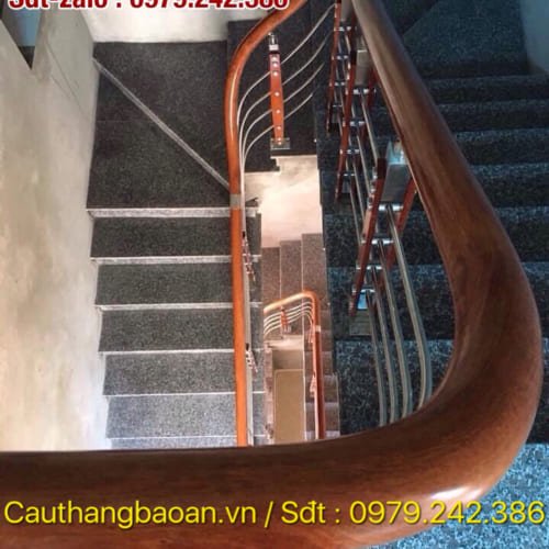 Cầu thang inox tay vịn nhựa, Báo giá lan can cầu thang inox tay vịn nhựa