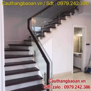 Cầu thang lan can kính cường lực, Cầu thang kính đẹp hiện đại