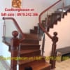 Cầu thang kính đẹp tại Hà Nội, Lan can cầu thang kính tay vịn gỗ, tay vịn nhựa