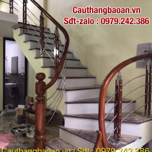 Tổng hợp 100 mẫu cầu thang inox tay vịn gỗ, Lan can cầu thang inox tay vịn nhựa đẹp nhất