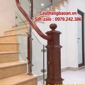 Top 669 mẫu cầu thang lan can kính đẹp tại Hà Nội, Báo giá cầu thang kính tay vịn gỗ