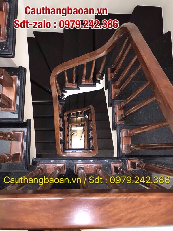 Cầu thang gỗ, Cầu thang lan can gỗ đẹp tại Hà Nội
