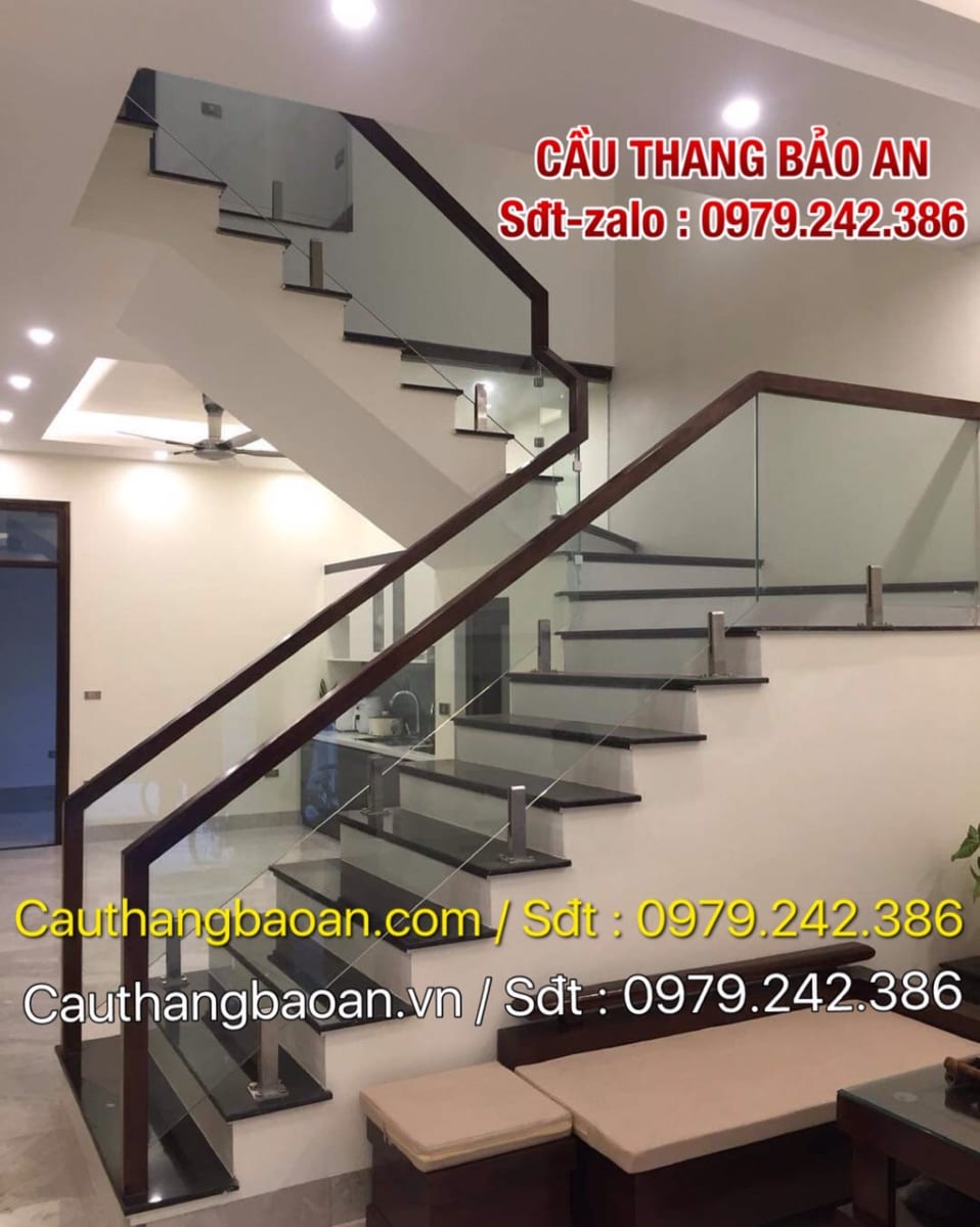 CẦU THANG LAN CAN KÍNH ĐẸP HIỆN ĐẠI
