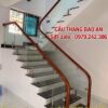 Cầu Thang Kính Tay Vịn Gỗ Đẹp . Cầu Thang Kính Cường Lực Tại Hà Nội