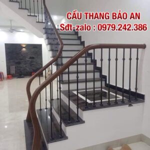 Mẫu Cầu Thang Lan Can Sắt Tay Vịn Gỗ . Cầu Thang Sắt Nghệ Thuật Đẹp Tại Hà Nội