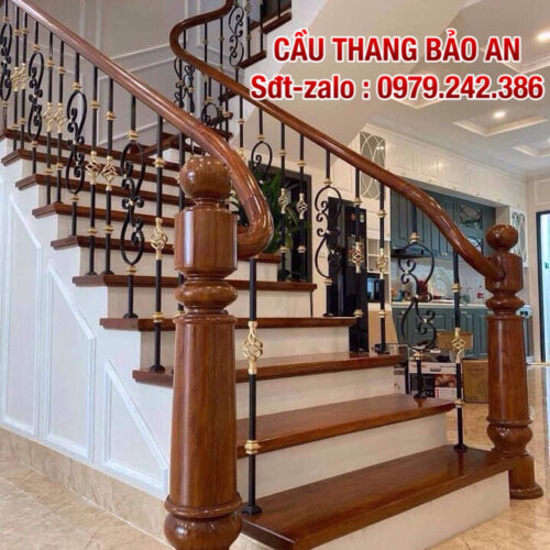 CẦU THANG SẮT TAY VỊN GỖ ĐẸP. CẦU THANG SẮT MỸ THUẬT TẠI HÀ NỘI