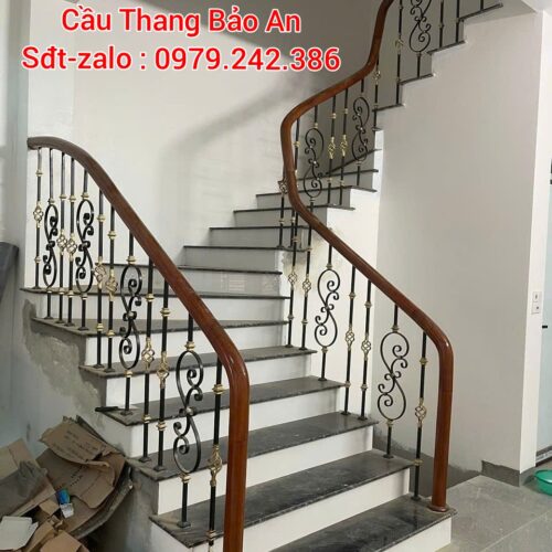 CẦU THANG LAN CAN SẮT MỸ THUẬT. CẦU THANG SẮT GỖ ĐẸP