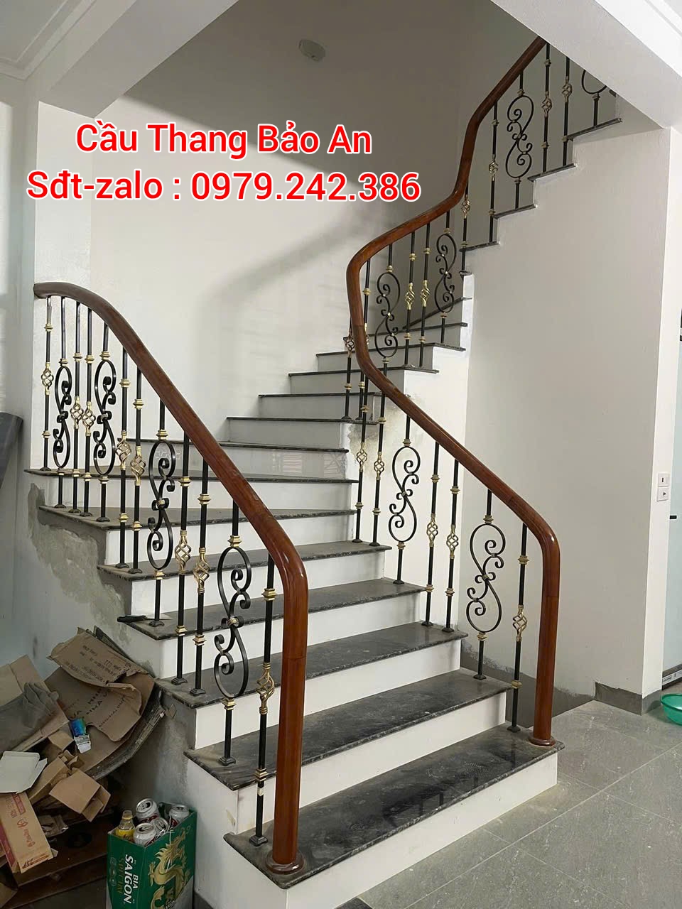 CẦU THANG LAN CAN SẮT MỸ THUẬT. CẦU THANG SẮT GỖ ĐẸP